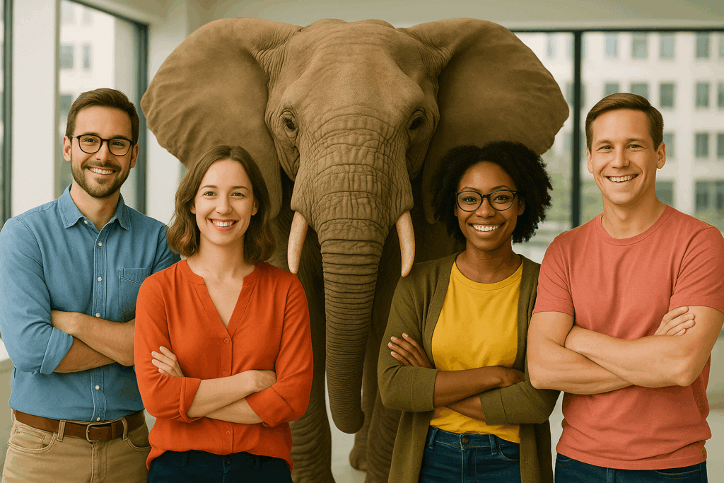 Ein Team mit Elefant